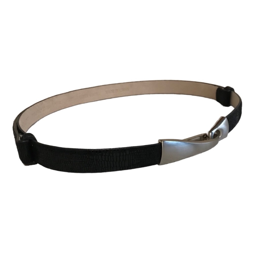 Another Line Black Faux Snakeskin Adjustable Belt. Sz M/L.